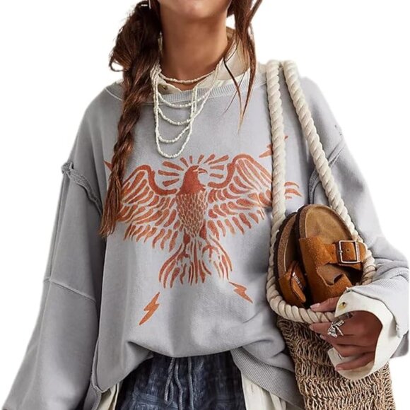 042 FP We the Free Zion Eagle Camden Oversized Sweatshirt NWT Various Sizes - Picture 1 of 8
